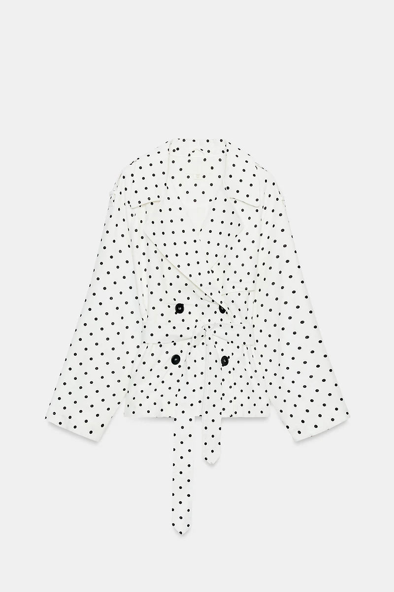 POLKA DOT BELTED TRENCH JACKET