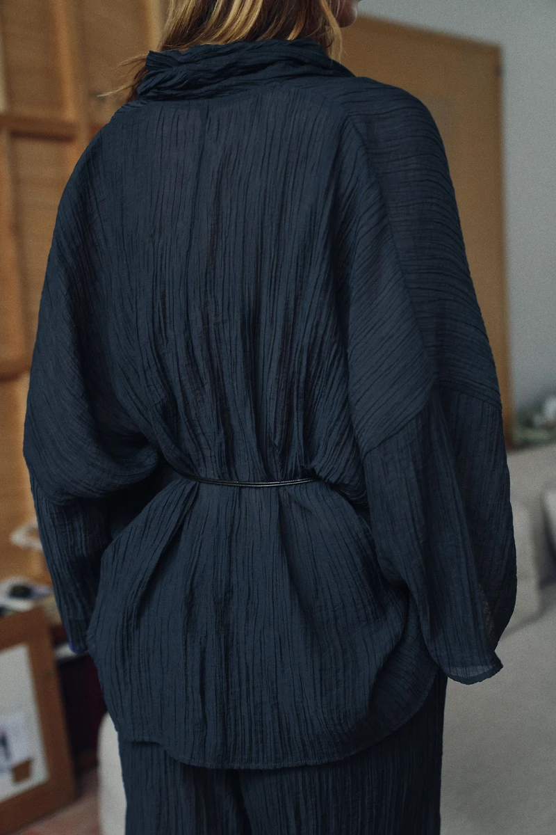WRINKLED EFFECT SEMI-SHEER JACKET