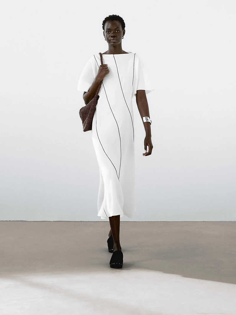 Robe fluide lin contrastes