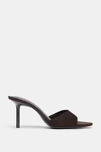 SPLIT LEATHER HEELED SANDALS