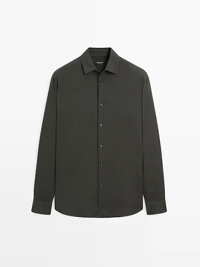 Slim fit twill melange shirt