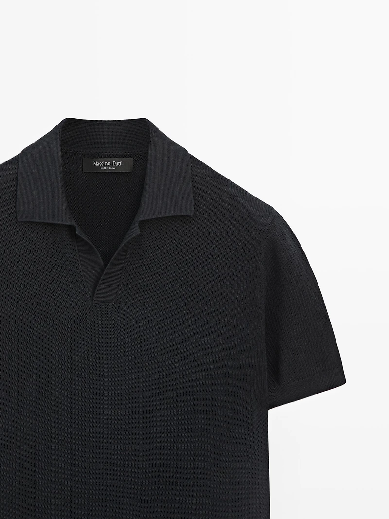 100% cotton knit polo sweater