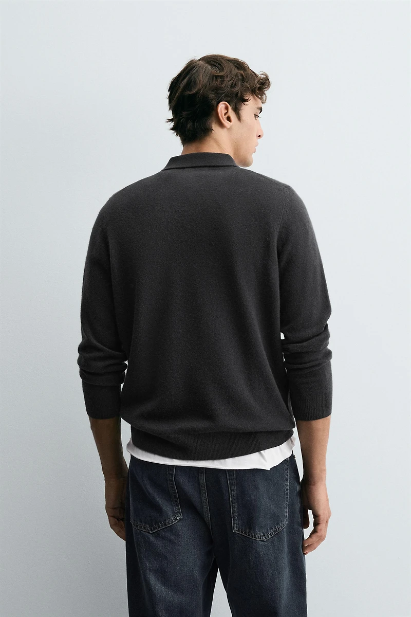 WOOL-CASHMERE KNIT POLO SHIRT