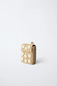 RAFFIA EFFECT FLORAL BACKPACK