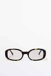 Oval tortoiseshell-effect sunglasses