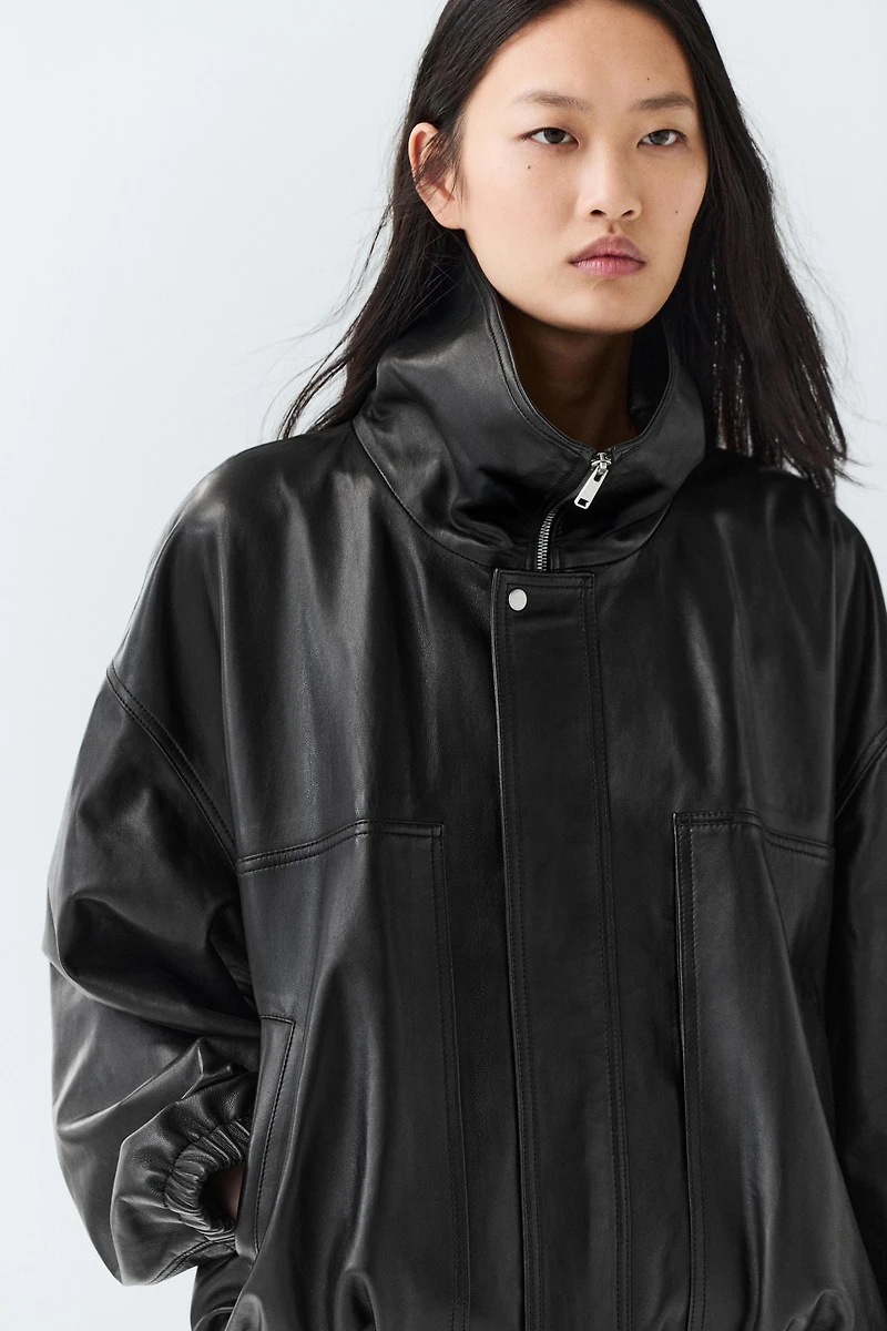 Nappa leather bomber jacket
