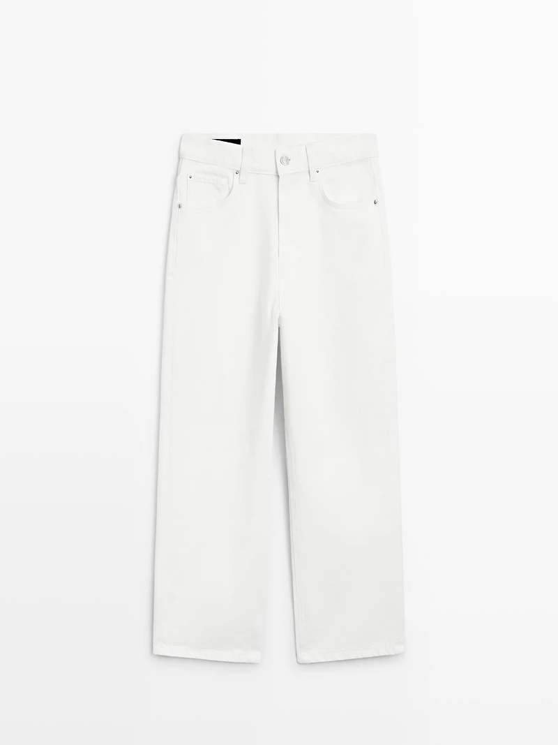 Mid-rise cropped wide-leg jeans