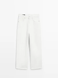 Mid-rise cropped wide-leg jeans