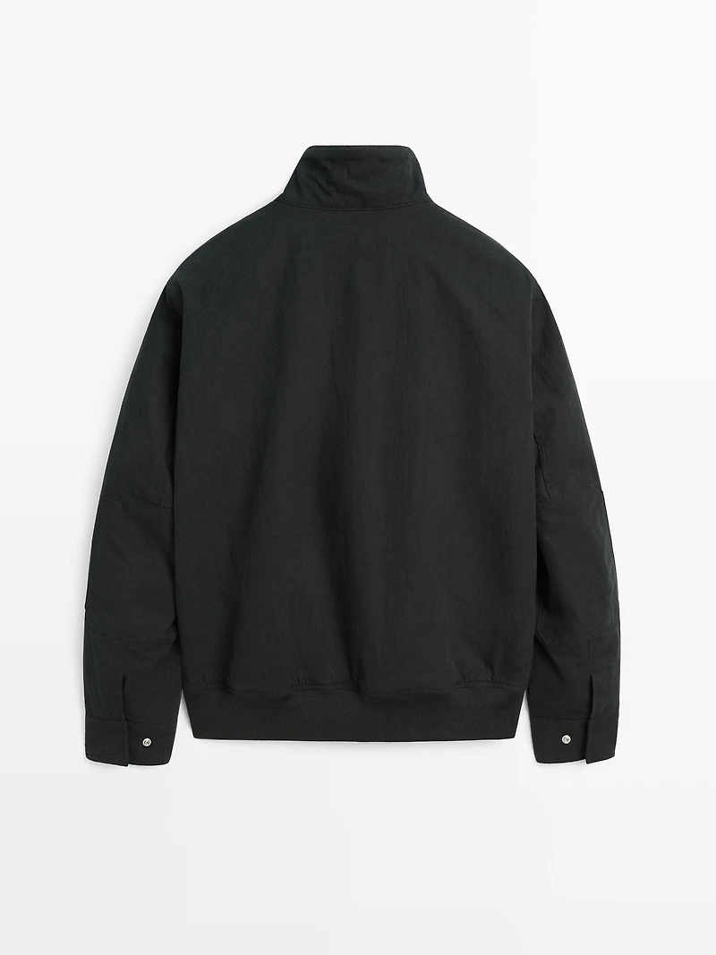 Peach-effect jacket with elbow patch details