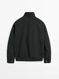 Peach-effect jacket with elbow patch details