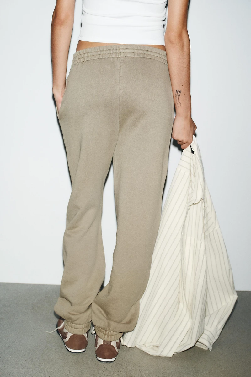 WASHED EFFECT FLEECE JOGGER PANTS