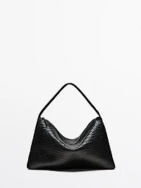 Large woven nappa leather satchel bag