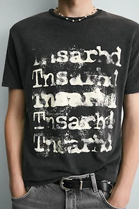 WASHED PRINT KNIT T-SHIRT