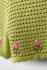 SHORT EN MAILLE TULIPES BRODÉES