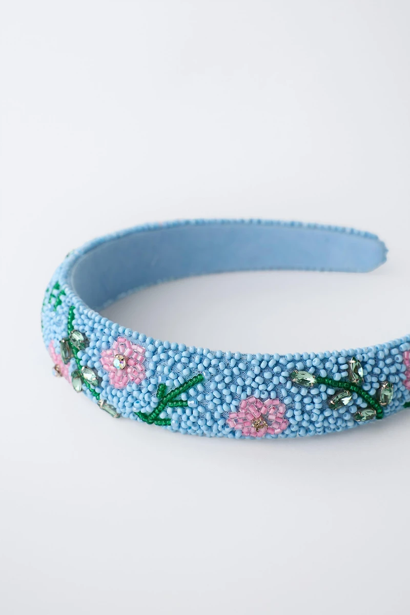 BEADED FLOWERS HEADBAND