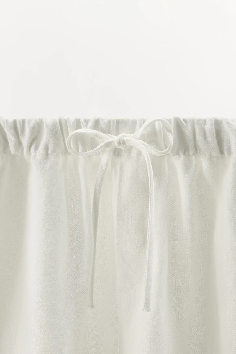 LINEN DRAWSTRING BERMUDA SHORTS