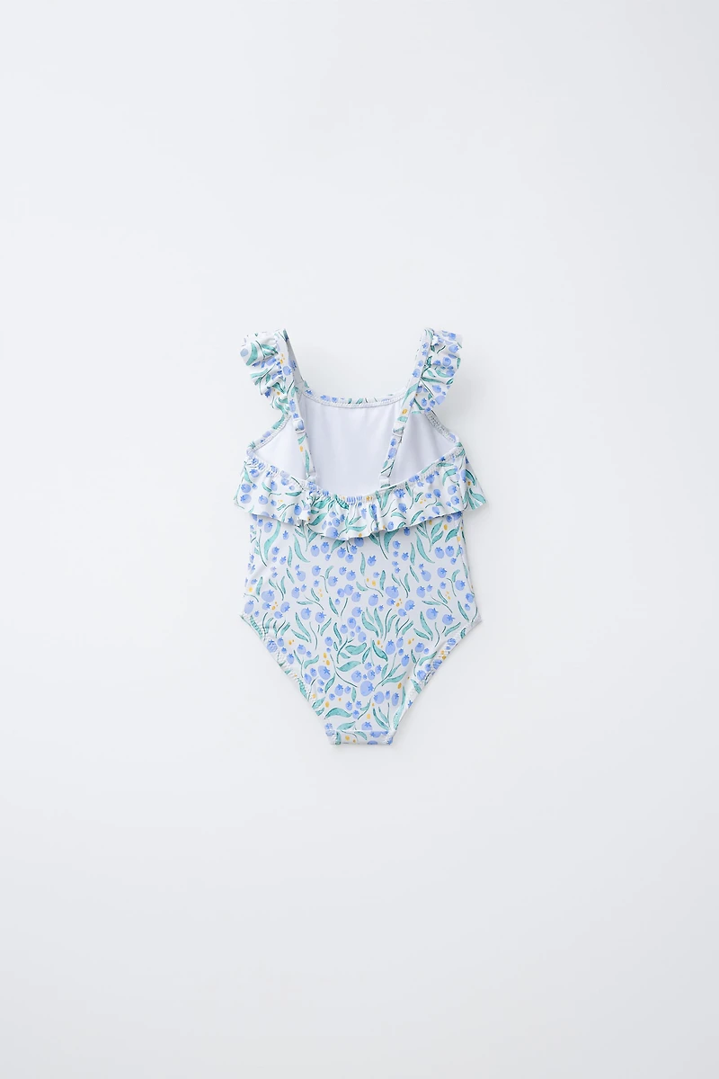 2-6 YEARS/ RUFFLED LEAF PRINT SWIMSUIT