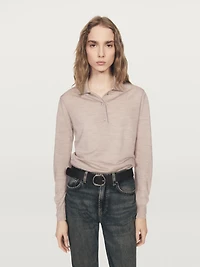 Wool knit polo sweater