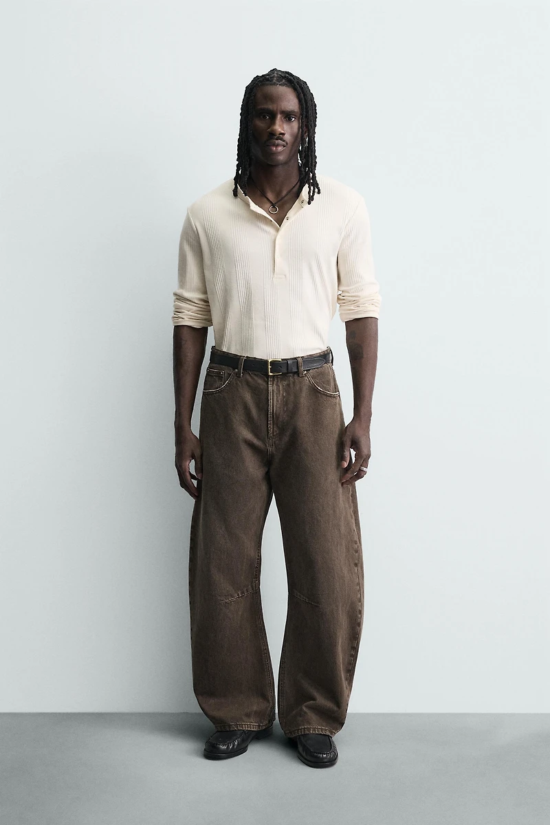 WASHED BARREL FIT PANTS