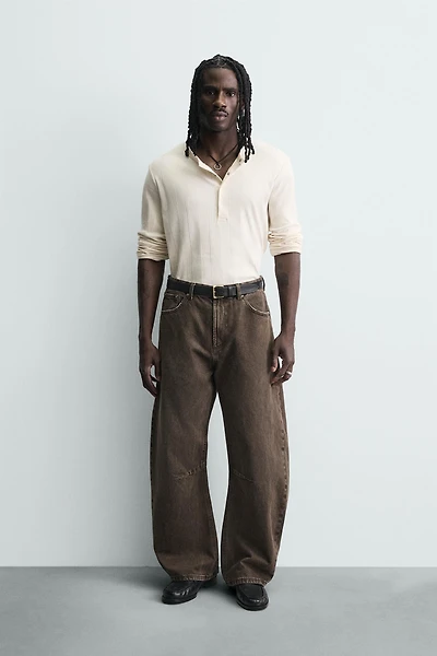 WASHED BARREL FIT PANTS