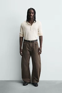 WASHED BARREL FIT PANTS