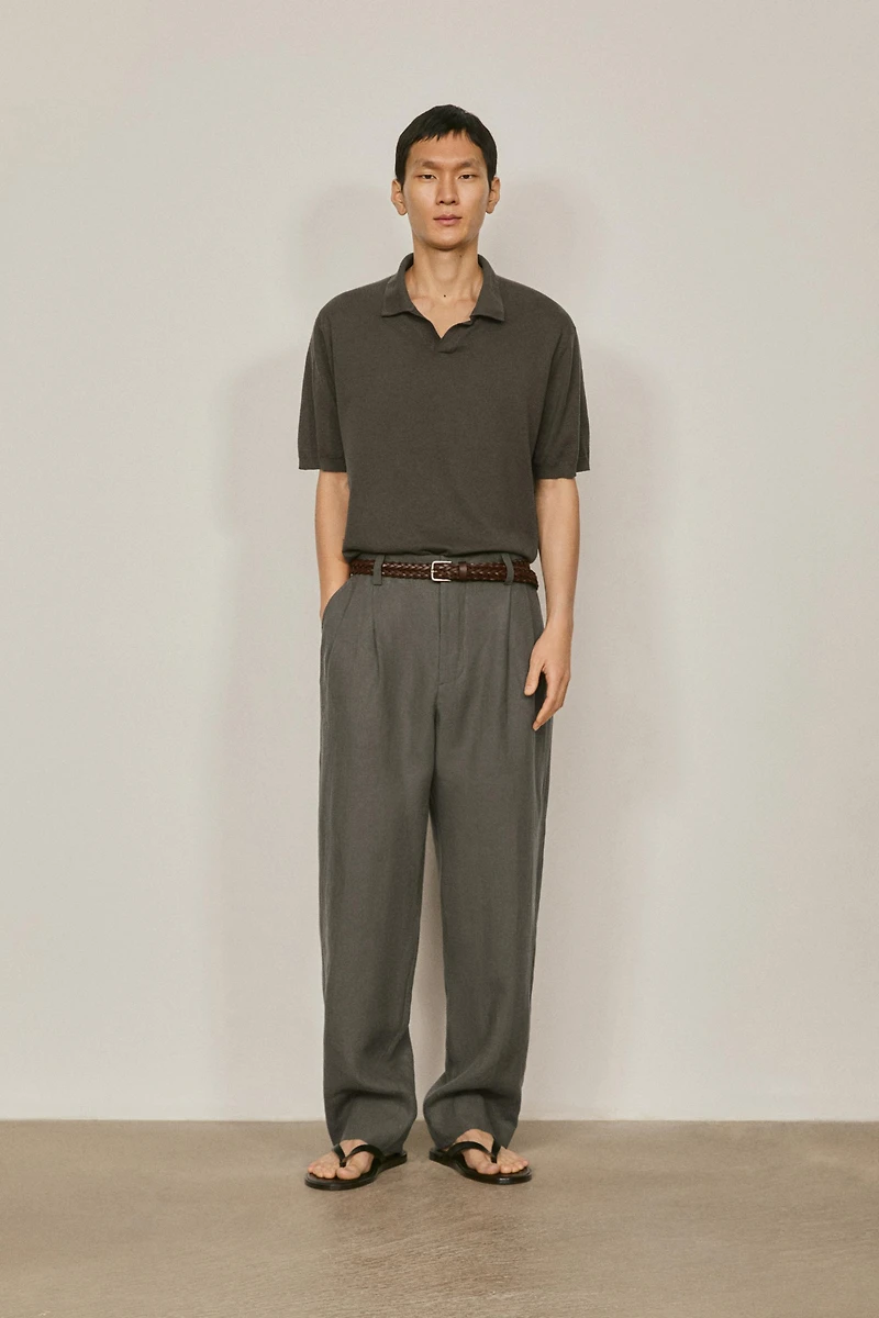Cotton and linen knit polo sweater - LIMITED EDITION