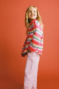 STRIPED POLO SHIRT WITH CONTRAST COLLAR
