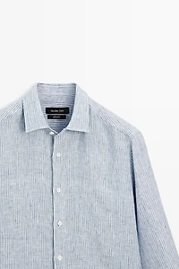 100% linen shirt with discontinuous stripes