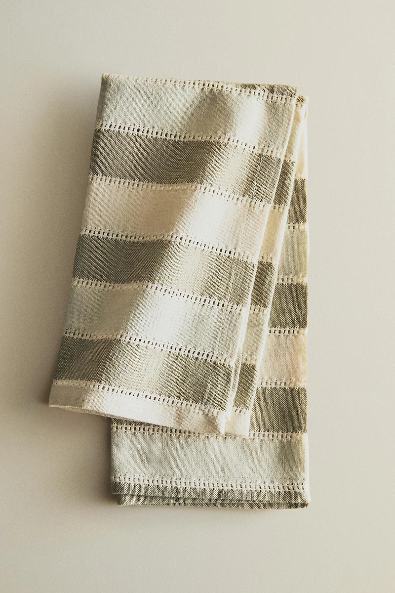 STRIPED NAPKINS WITH LACE TRIM (PACK OF 2)