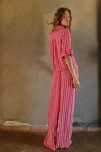 STRIPED WIDE LEG PANTS