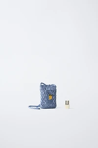 RAFFIA EFFECT FRUIT CROSSBODY BAG
