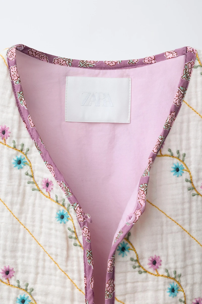 EMBROIDERED FLORAL PUFFER JACKET