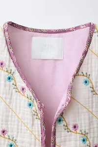 EMBROIDERED FLORAL PUFFER JACKET
