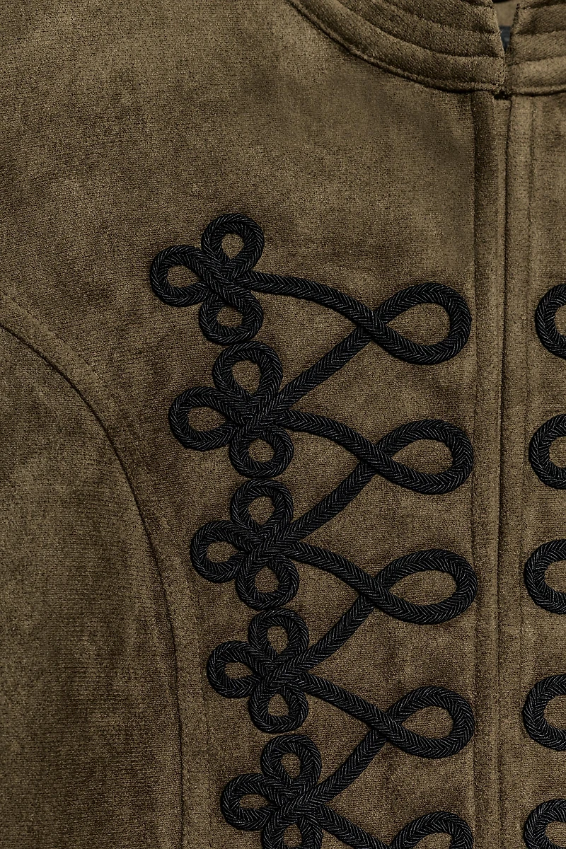 FAUX SUEDE FROG FASTENING JACKET