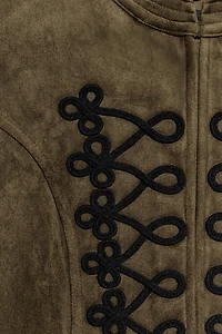 FAUX SUEDE FROG FASTENING JACKET