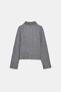JEWEL COLLAR CABLE-KNIT SWEATER