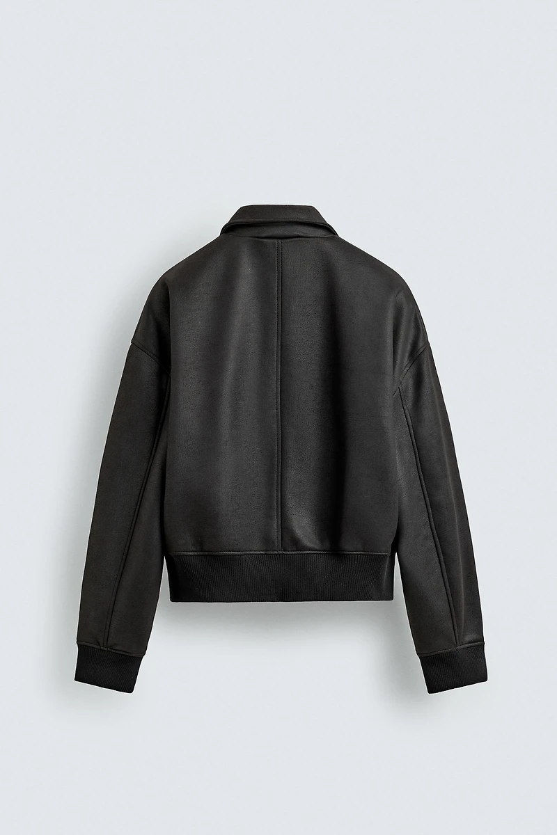 FAUX LEATHER BOMBER JACKET