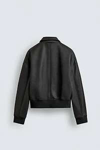 FAUX LEATHER BOMBER JACKET
