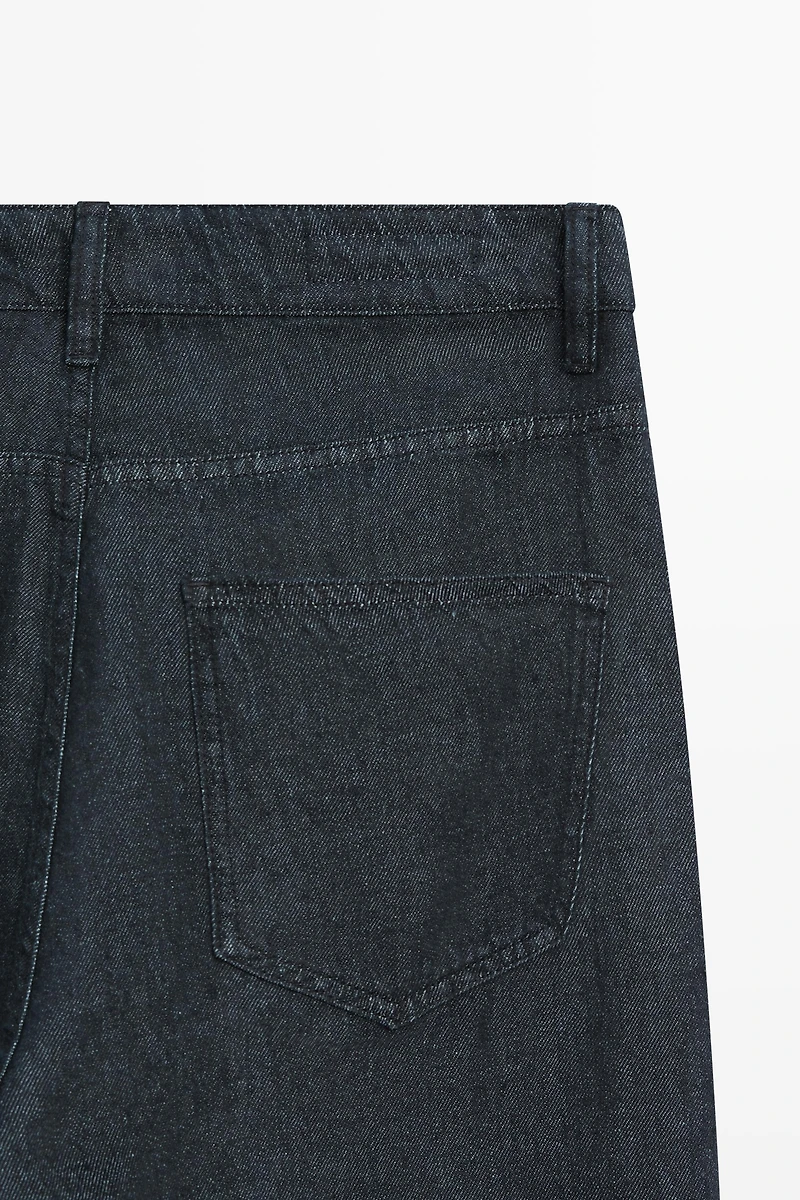 Straight-leg linen denim-effect pants