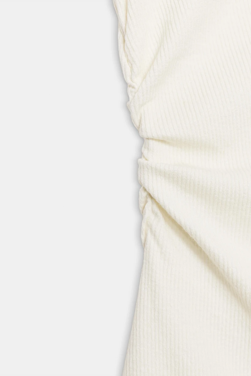 DRAPED LINEN BLEND T-SHIRT