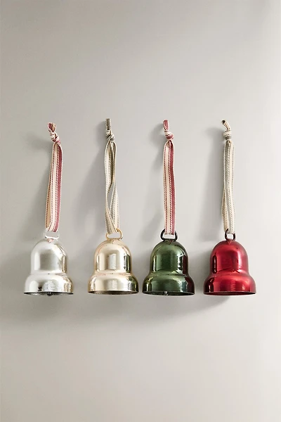 LOT D'ORNEMENTS SAPIN CLOCHES DE NOËL (LOT DE 4)