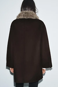 WOOL BLEND COAT WITH FAUX FUR COLLAR ZW COLLECTION