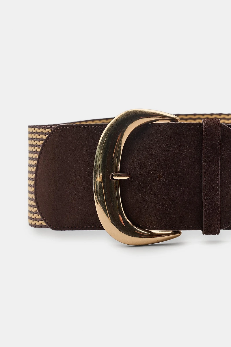 RAFFIA SPLIT LEATHER BELT