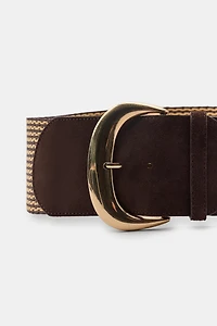 RAFFIA SPLIT LEATHER BELT