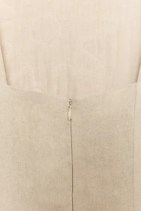 LINEN COMBINATION MIDI DRESS