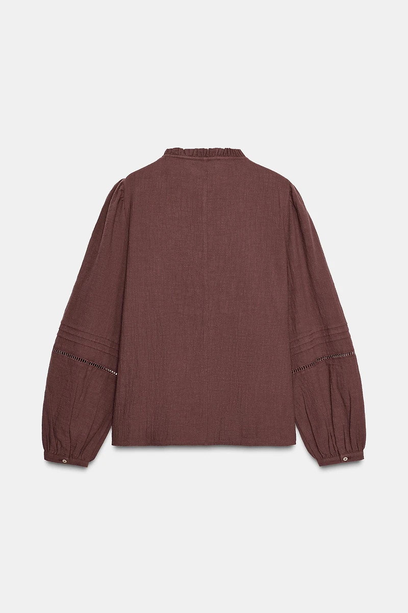 EMBROIDERED BIB BLOUSE