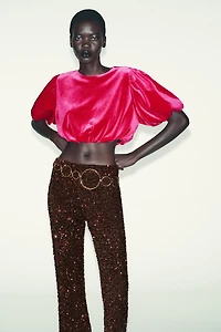 LEGGING FLARE EN VELOURS ET PAILLETTES