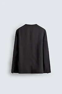 RELAXED FIT LAPELLESS SUIT BLAZER