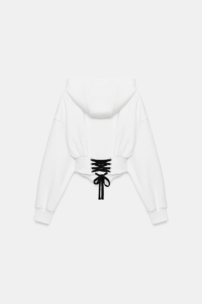 CORSET LACE-UP HOODIE