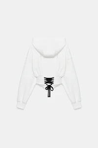 CORSET LACE-UP HOODIE